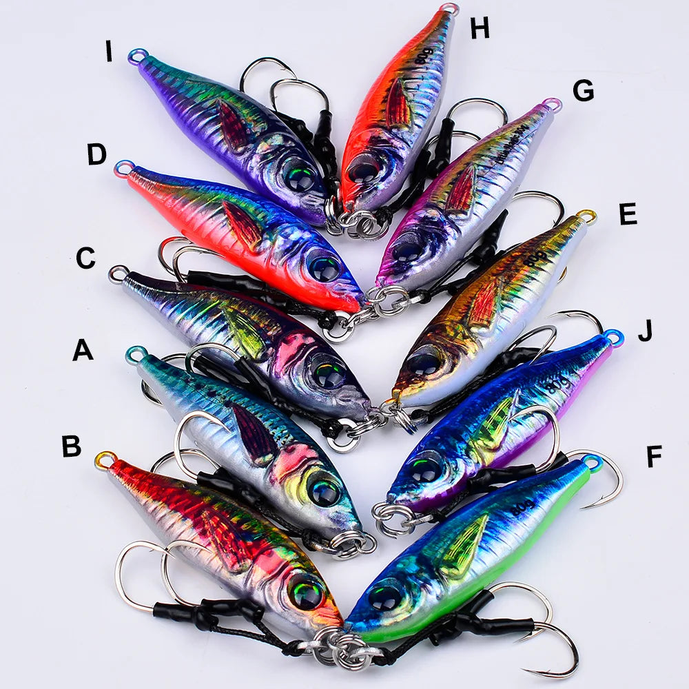 Fast Sinking 30g 40g 60g 80g LuminousSlow Jig Casting Metal Jig Trout Fishing Lure BaitArtificial Hard Jigging Hook Lure