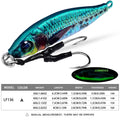 Fast Sinking 30g 40g 60g 80g LuminousSlow Jig Casting Metal Jig Trout Fishing Lure BaitArtificial Hard Jigging Hook Lure