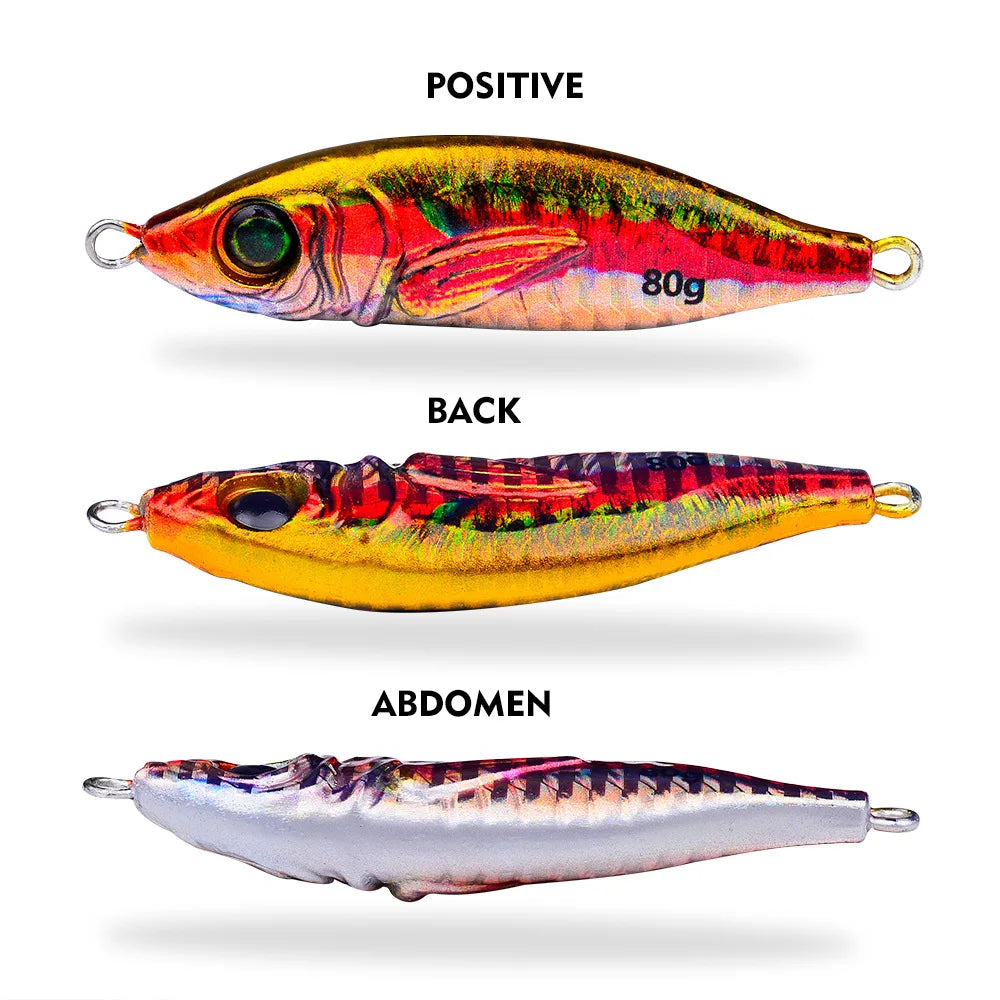 Fast Sinking 30g 40g 60g 80g LuminousSlow Jig Casting Metal Jig Trout Fishing Lure BaitArtificial Hard Jigging Hook Lure