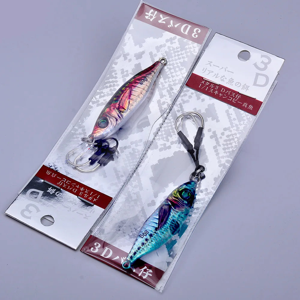 Fast Sinking 30g 40g 60g 80g LuminousSlow Jig Casting Metal Jig Trout Fishing Lure BaitArtificial Hard Jigging Hook Lure